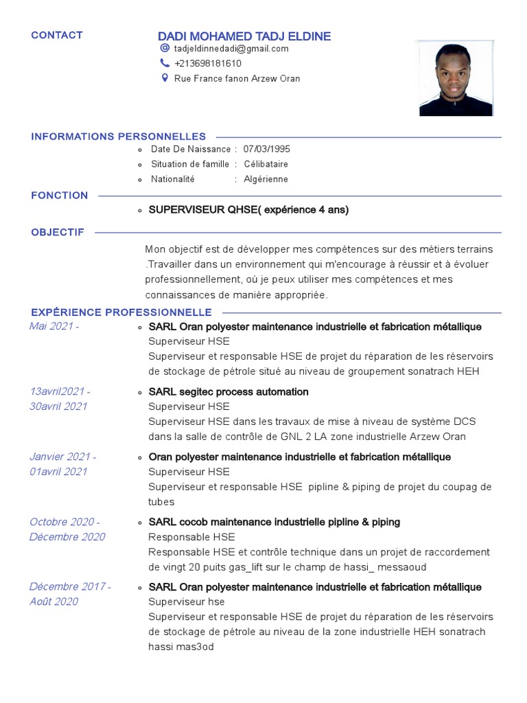 Tadj Hse cv-1 | PDF | Algérie