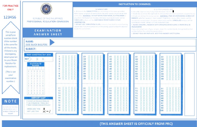 Toaz - Info PRC Scantron Sheetpdf PR | PDF