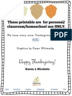Happy Thanksgiving!: These Printable Are For Personal/ Classroom/homeschool Use ONLY