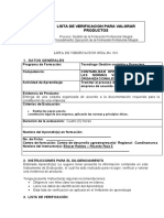 Lista de Verificación Primera Parte Del Proyecto