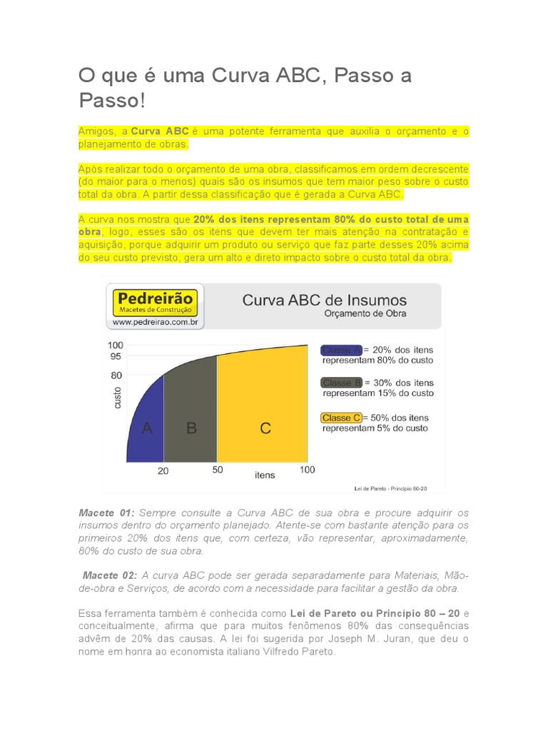 Curva ABC: Orçamento de Obras Simplificado | PDF
