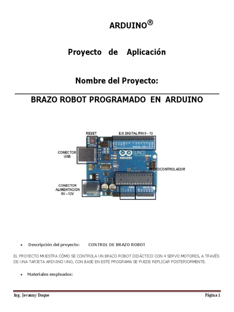 Brazo Robot Programado en Arduino | PDF | Arduino | Informática