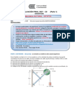 Evaluación Final 2021 - 20 (Parte 1) : Mecánica Vectorial - Estática