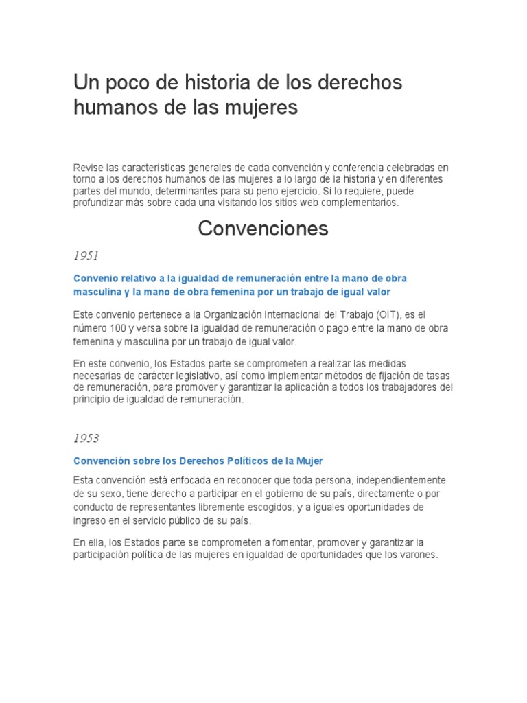 Un Poco de Historia de Los Derechos Humanos de Las Mujeres | PDF ...