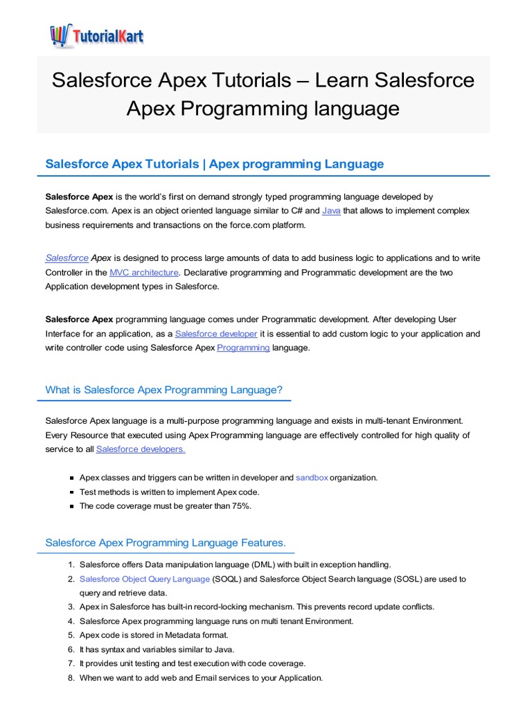Salesforce Apex Tutorials | PDF | Computer Programming | Command Line ...
