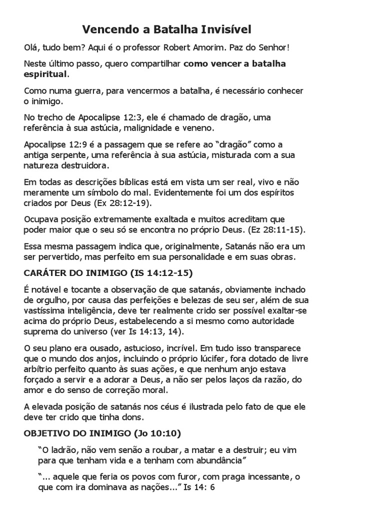 (5º PASSO) Como Vencer A Batalha Espiritual | PDF | Jejum | Oração