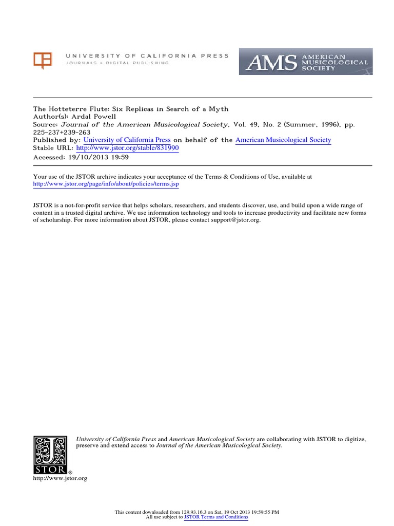 The Hotteterre Flute Six Replicas In Search Of A Myth Ardal Powell Pdf