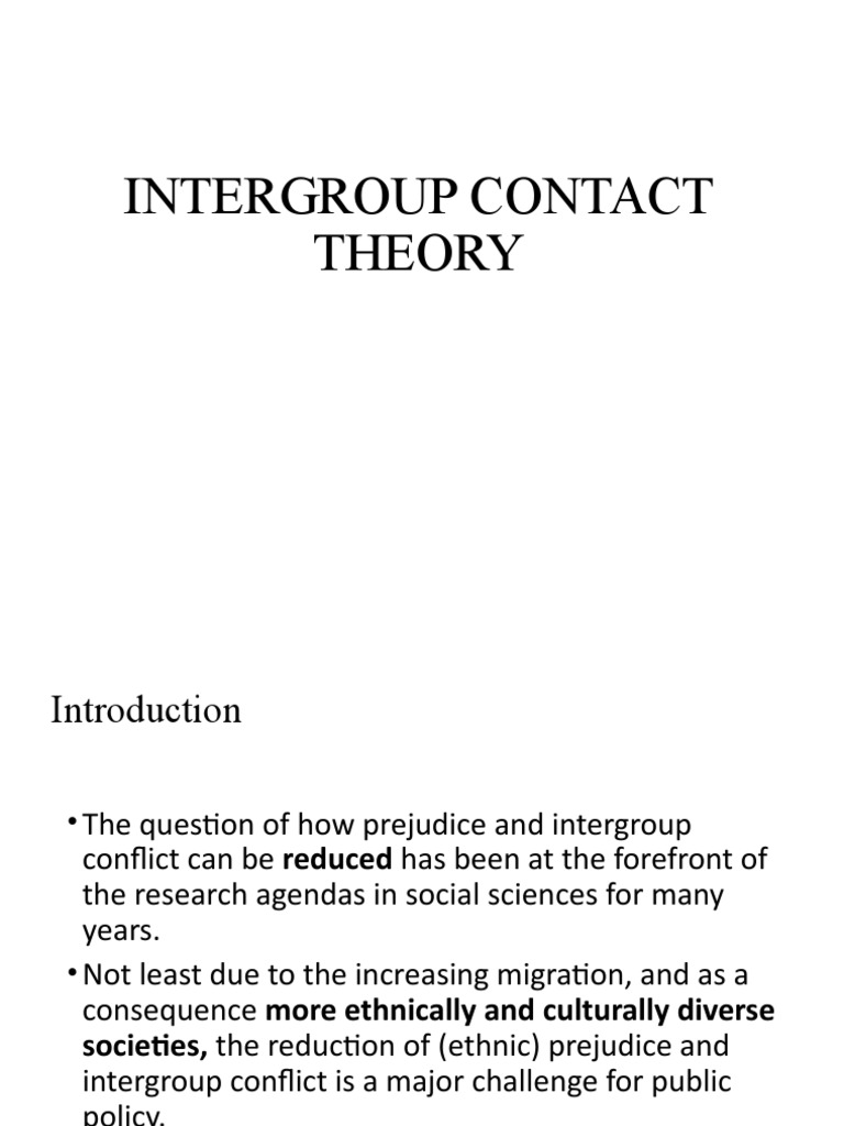 6 Intergroup Contact Theory PDF Prejudices Social Psychology