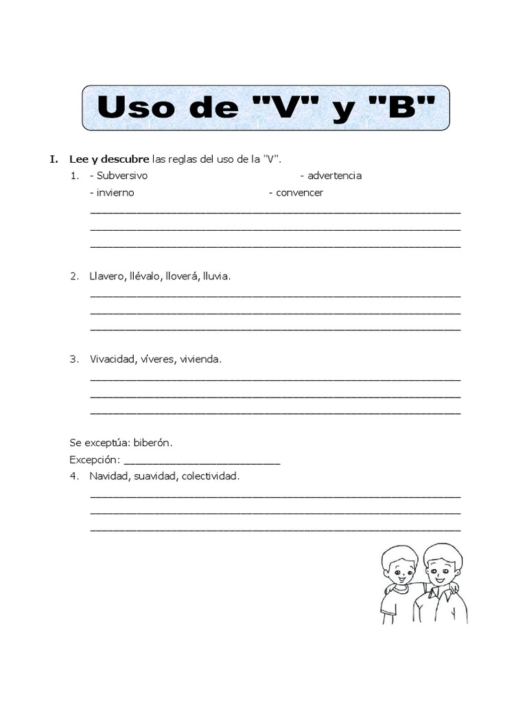 Reglas del uso de la B y V en primaria | PDF