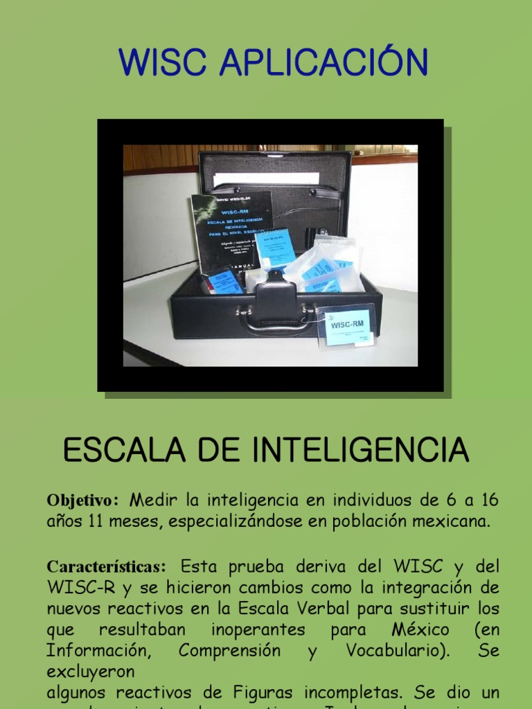 WISC: Escala de Inteligencia en México | PDF | Lápiz | Cociente de ...