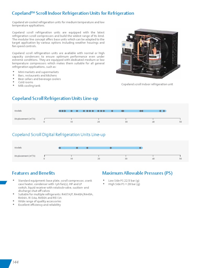 Copeland™ Scroll Indoor Refrigeration Units For Refrigeration | PDF ...