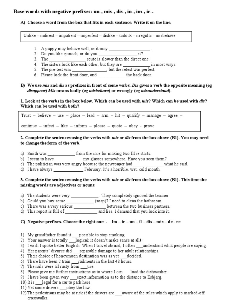 dissertation on negative prefixes in english