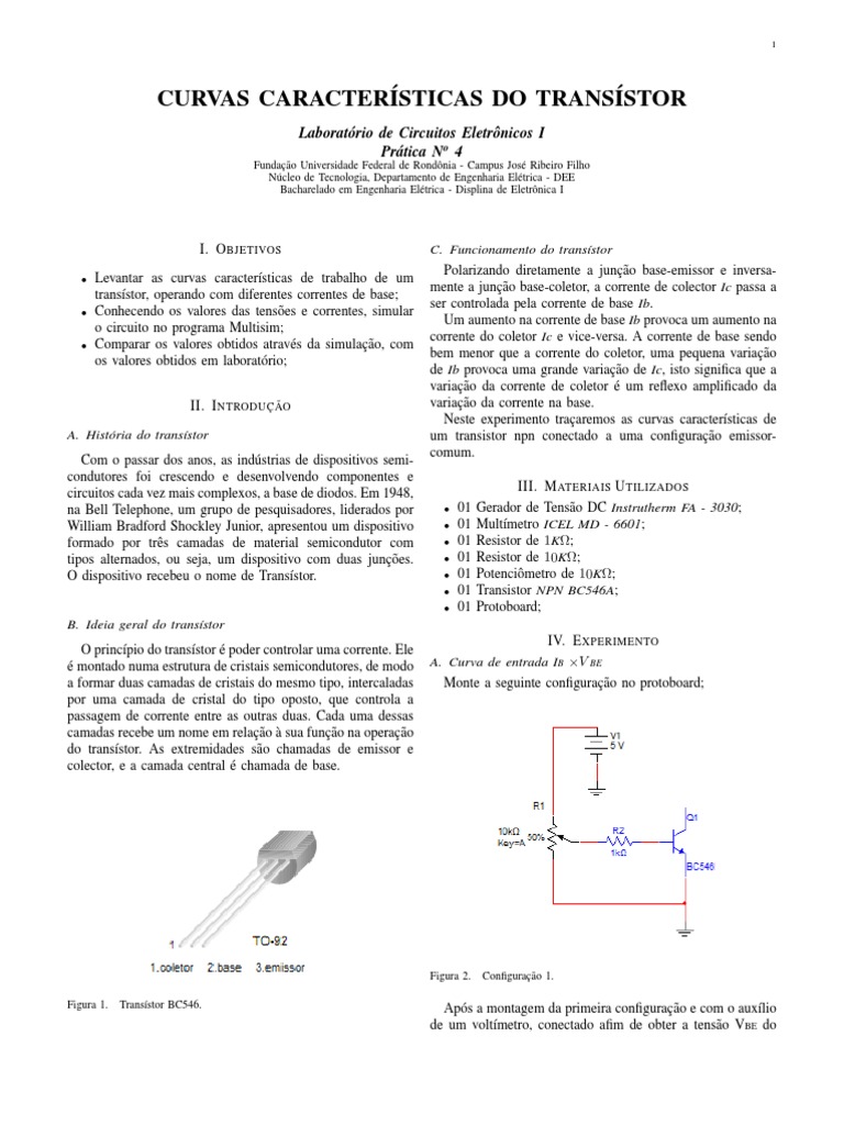 Curvas Características Do Transistor | PDF | Transistor | Equipamento ...