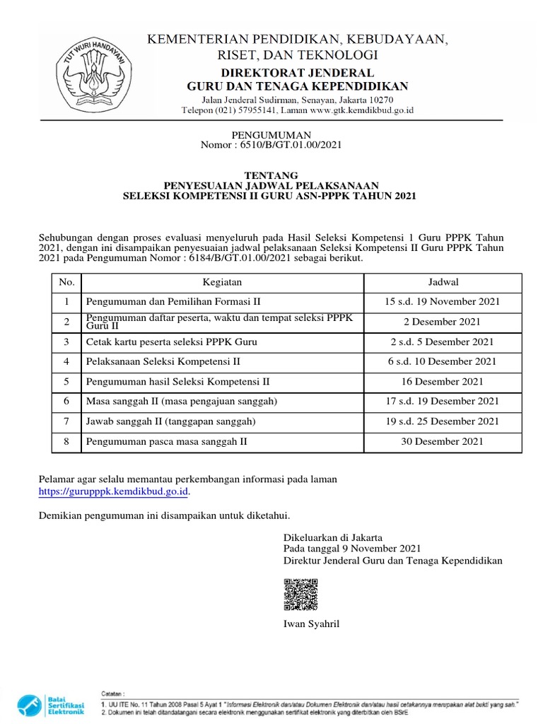 Jadwal tes pppk tahap 3