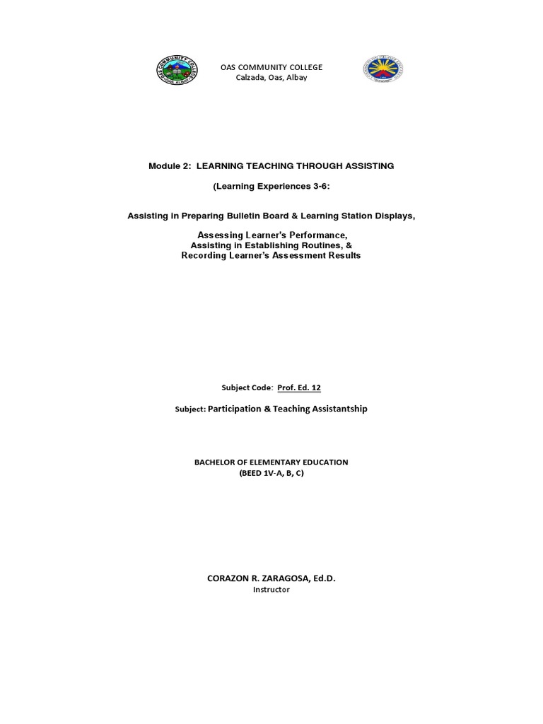 ZARAGOSA, C Module 2 Prof Ed 12 Participation & Training