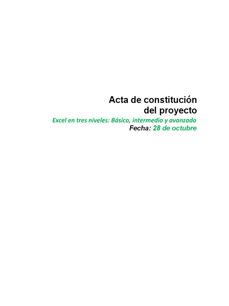 PMOInformatica Plantilla Acta de Proyecto | PDF | Microsoft Excel ...