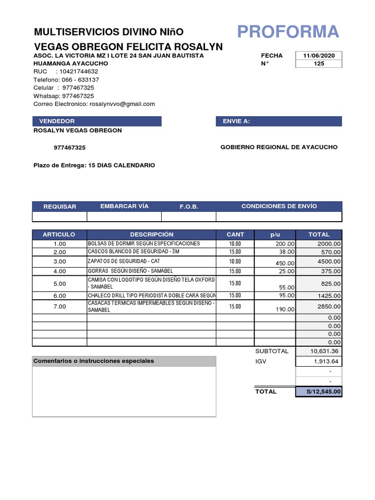 Proforma Gra Nuevo 17062020 | PDF