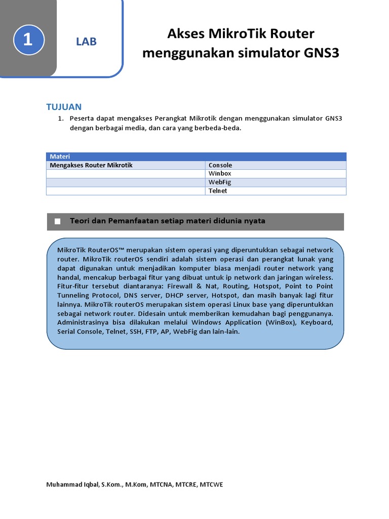 Lab.1 Akses MikroTik Router - GNS3 | PDF | Game & Aktivitas