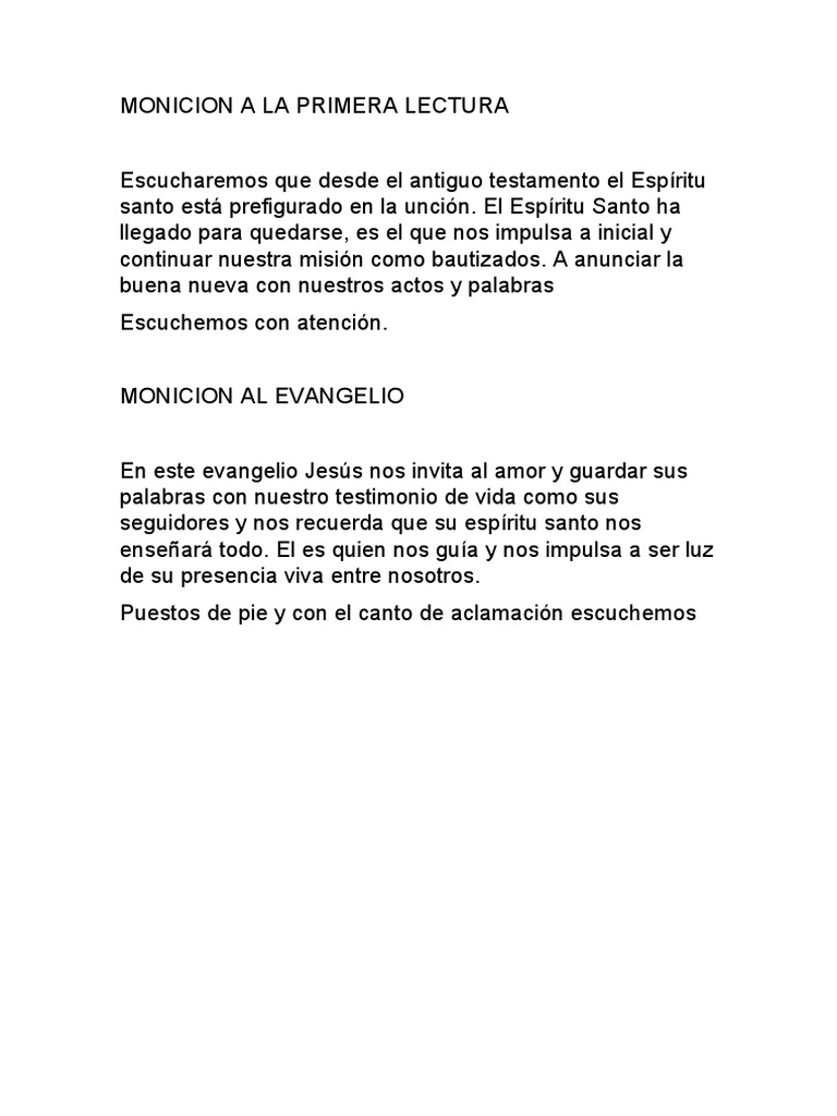 Monicion A La Primera Lectura PDF