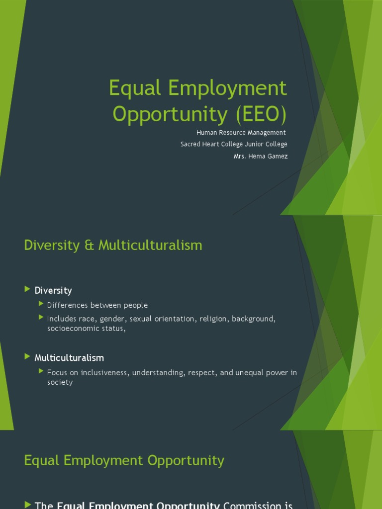 Chapter 3 Equal Employment Opportunity pptx1 PDF Equal Employment