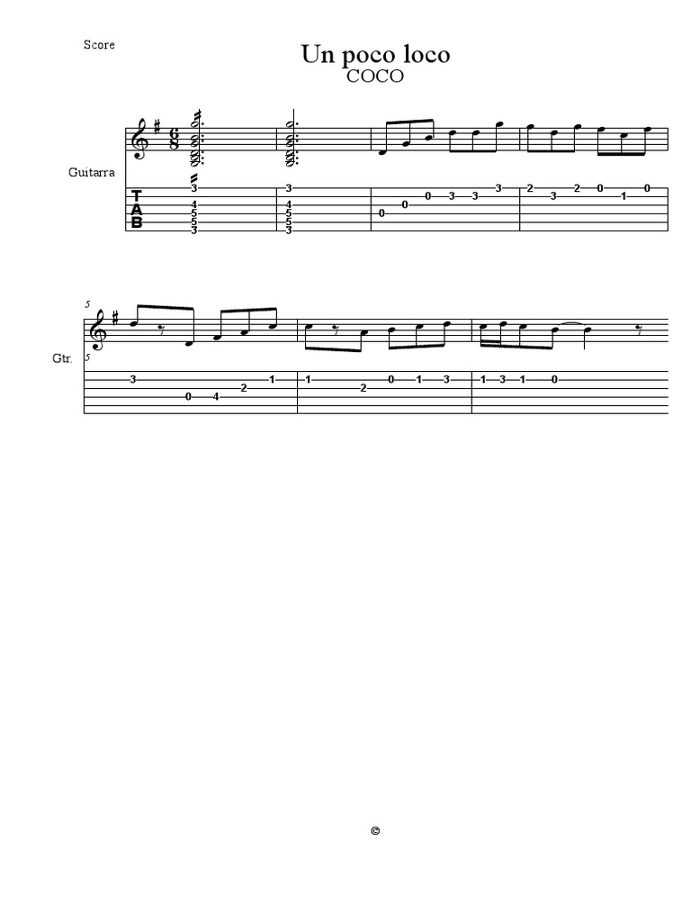 Un Poco Loco Intro Tab Guitar Pdf