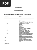 Head To Toe Assessment Worksheet