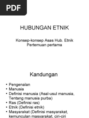 Hubungan Etnik Bab 1 Awal  PDF