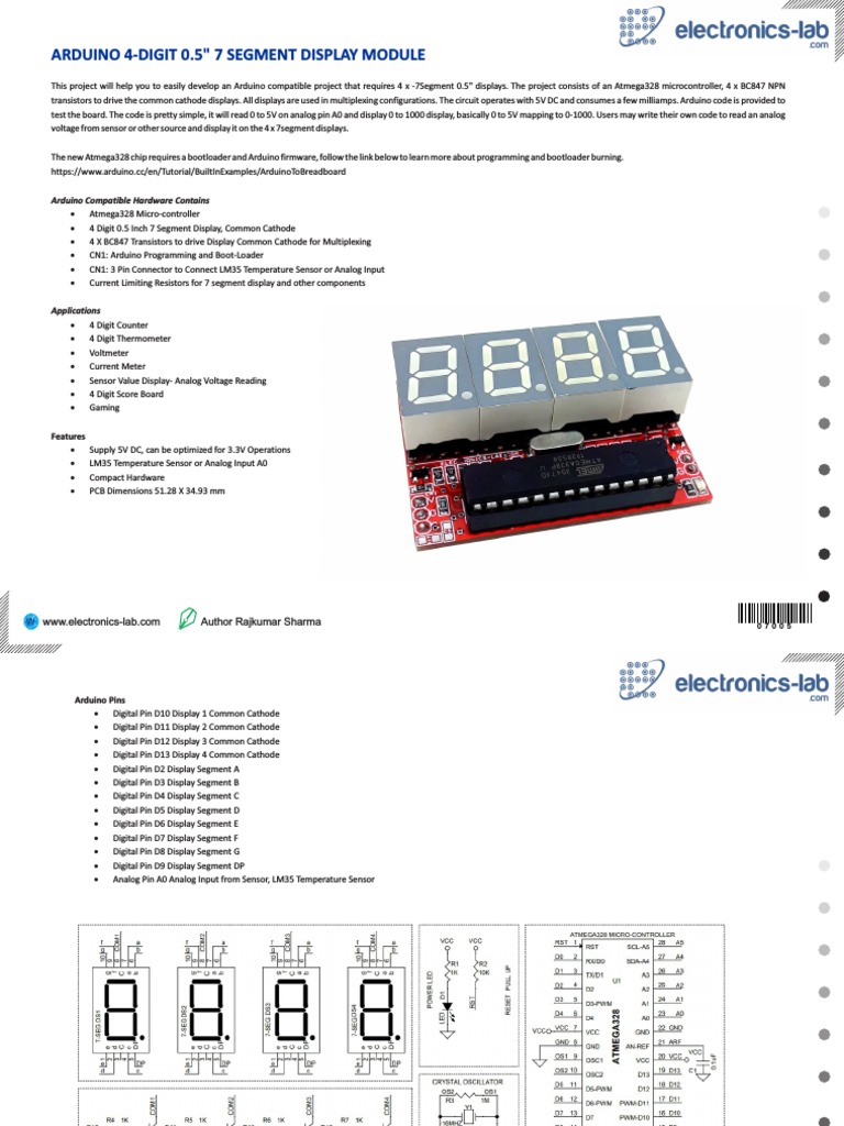 Arduino 4-Digit 0.5" 7 Segment Display Module: Arduino Compatible ...