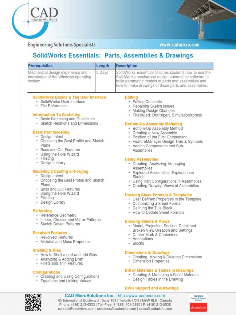SolidWorks Essentials Training Overview | PDF | Computing | Software ...