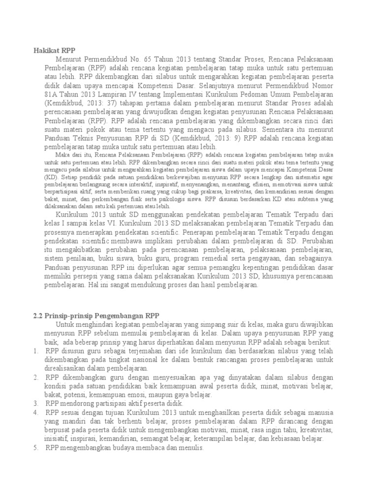 Memahami Hakikat dan Prinsip RPP | PDF | Karier & Perkembangan | Seni
