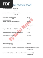 Physics Igcse All Imp Formulas