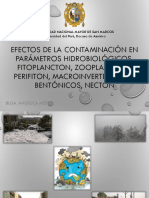 Efectos de La Contaminación en Parámetros Hidrobiológicos