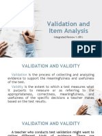 Validation and Item Analysis: Integrated Review 1 (IR1)