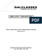 TARGET IIT JEE ORGANIC CHEMISTRY FINAL PRACTICE TEST PROBLEMS FOR JEE (With Answers