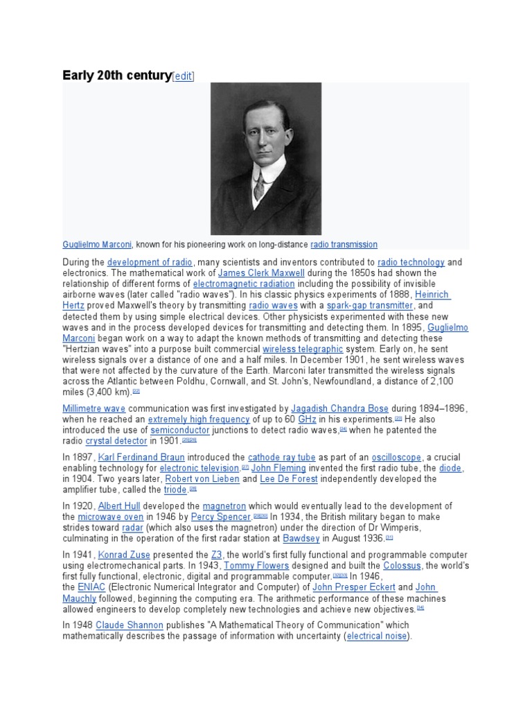 Early 20th Century Guglielmo Marconi Radio Transmission PDF