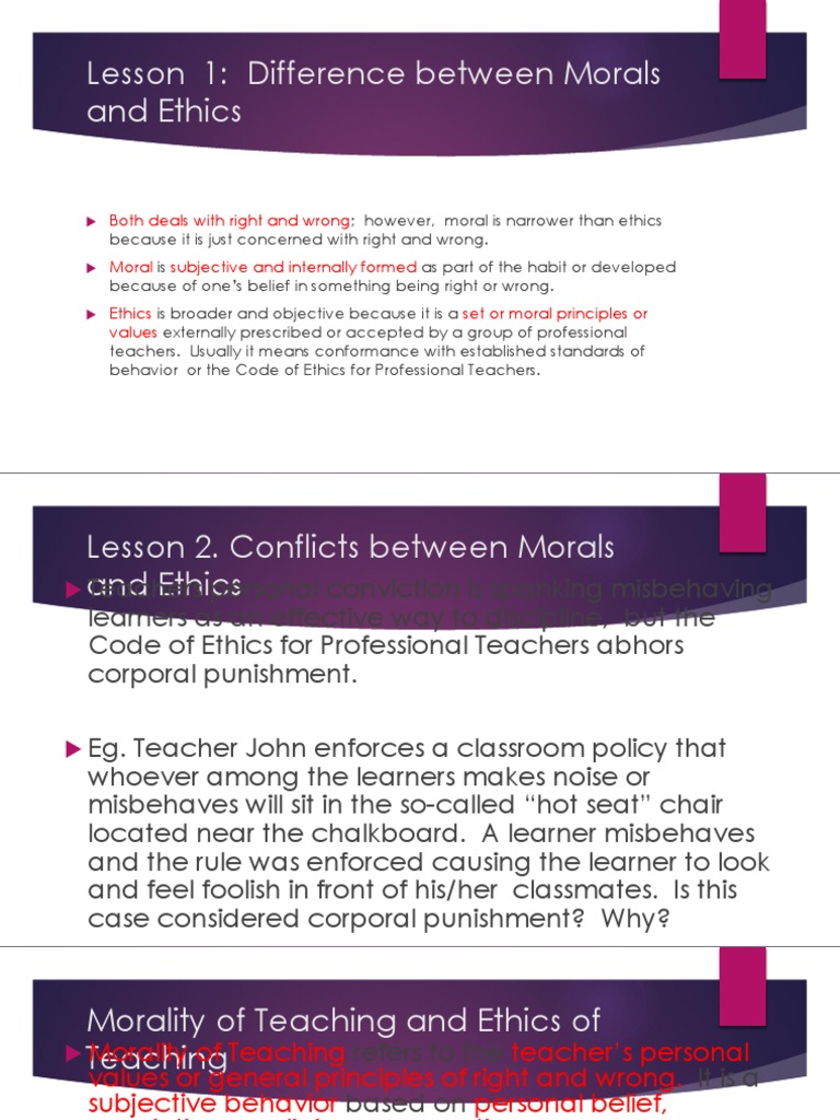 Morals and Ethics in Teaching | PDF | Teachers | Morality