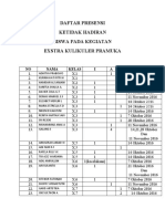 Contoh Tabel Presensi Ketidak Hadiran Kelas X