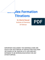 Complex Formation Titrations: Dr. Cherrie Pascual Institute of Chemistry UP Diliman