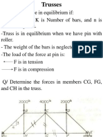 The Truss Will Be in Equilibrium If: K 2n-3, Where K Is Number of Bars, and N Is Number of Joints. - Truss Is in Equilibrium When We Have Pin With Roller