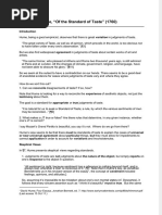 Humes Standard of Taste Summary