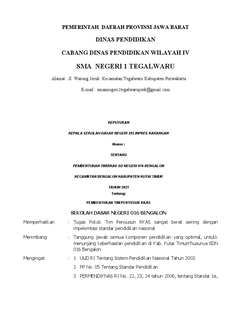 SK Tim Penyusun Rkas - Docx SDN 06 | PDF