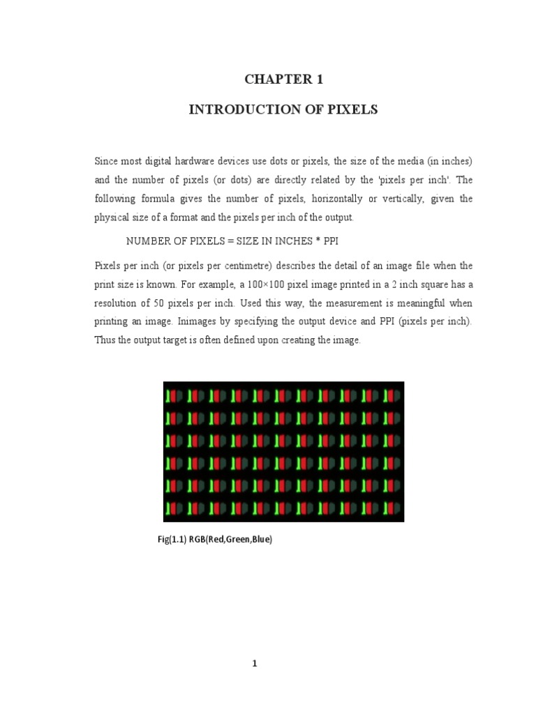 Introduction of Pixels: Fig (1.1) RGB (Red, Green, Blue) | PDF | Pixel ...