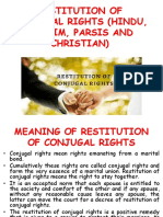 Restitution of Conjugal Rights (Hindu, Muslim, Parsis and Christian)