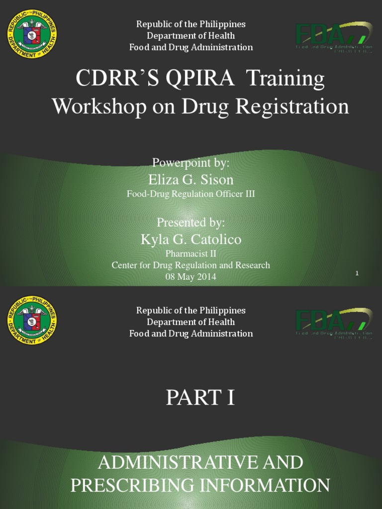 QPIRA Training for Drug Registration | PDF | Food And Drug ...
