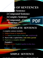 Types of Sentences: 1.simple Sentence Sentence