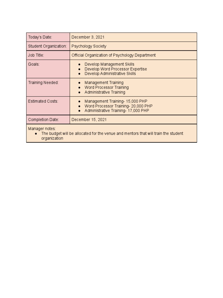 Training Program | PDF