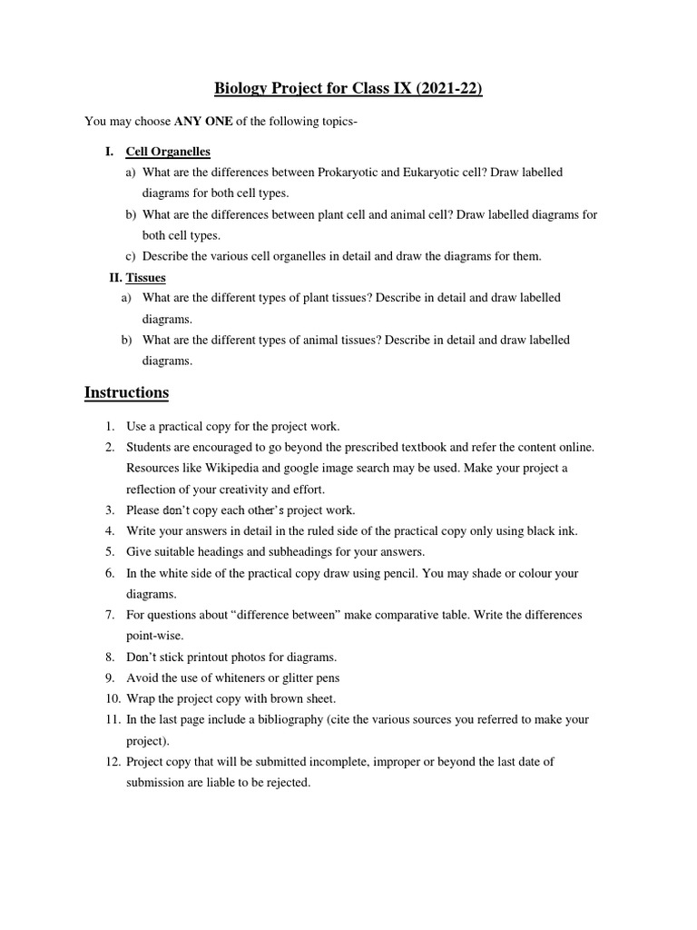 Biology Project For Class IX | PDF