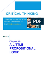 Critical Thinking: Course Code: PE008IU (3 Credits) Instructor: TRAN THANH TU Email