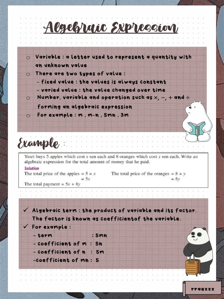 Algebraic Expression: Example | PDF