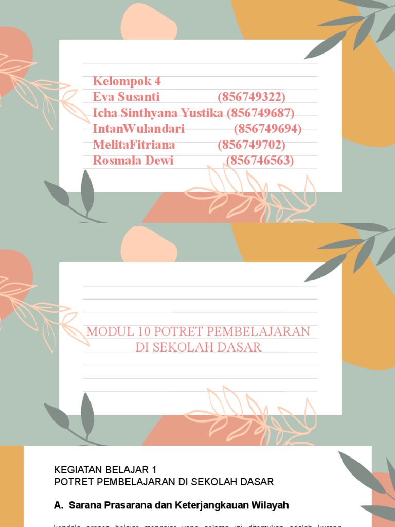 Potret Pembelajaran di Sekolah Dasar | PDF | Karier & Perkembangan ...